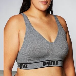 NEW, PUMA, Gray Moisture Wicking Sports Bra, Removed Pads, Medium